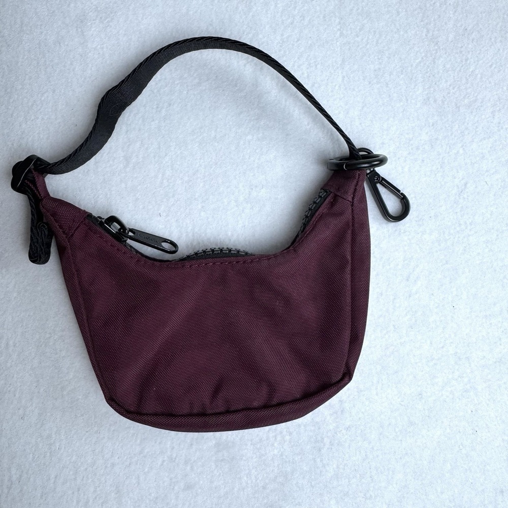 Baggu Crescent Bag Charm Burgundy Red Zip Mini Purse Keychain Nylon